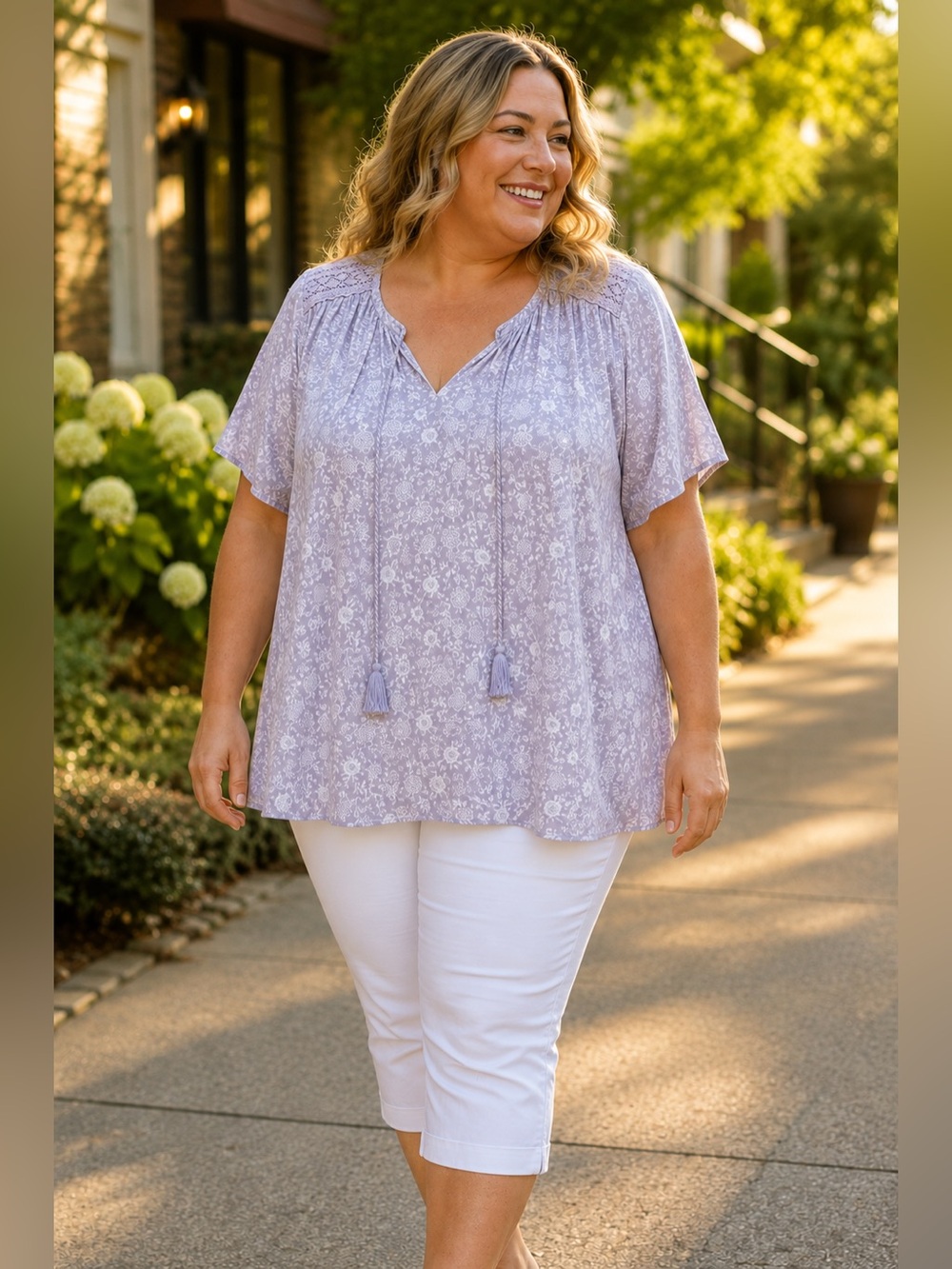 💜 Como Vintage 3X Lavender Floral Boho Cottagecore Blouse